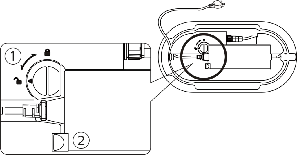 電源ケーブルを固定する解説図