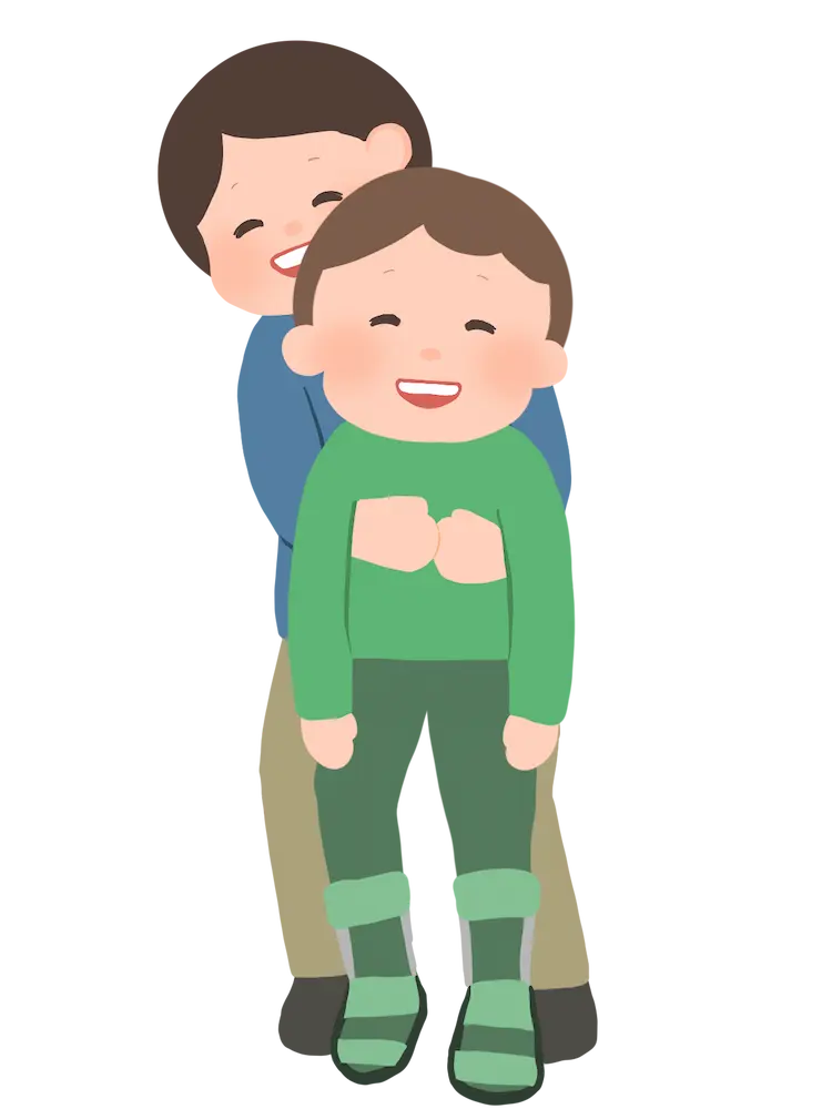 重症心身障害児の抱きかかえる様子・浴室への移動介助(イラスト)